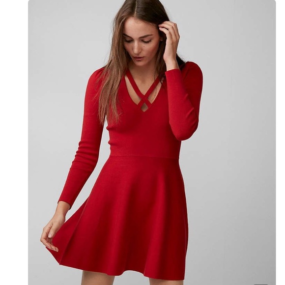 Express Dresses & Skirts - NWT Express Red Crisscross Neck Fit & Flare Dress